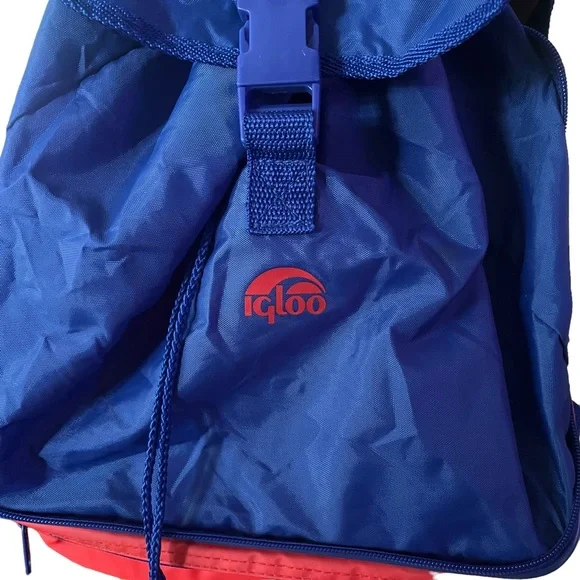 Vintage Igloo lunch bag convertible backpack crossbody insulated red blue - Picture 4 of 16